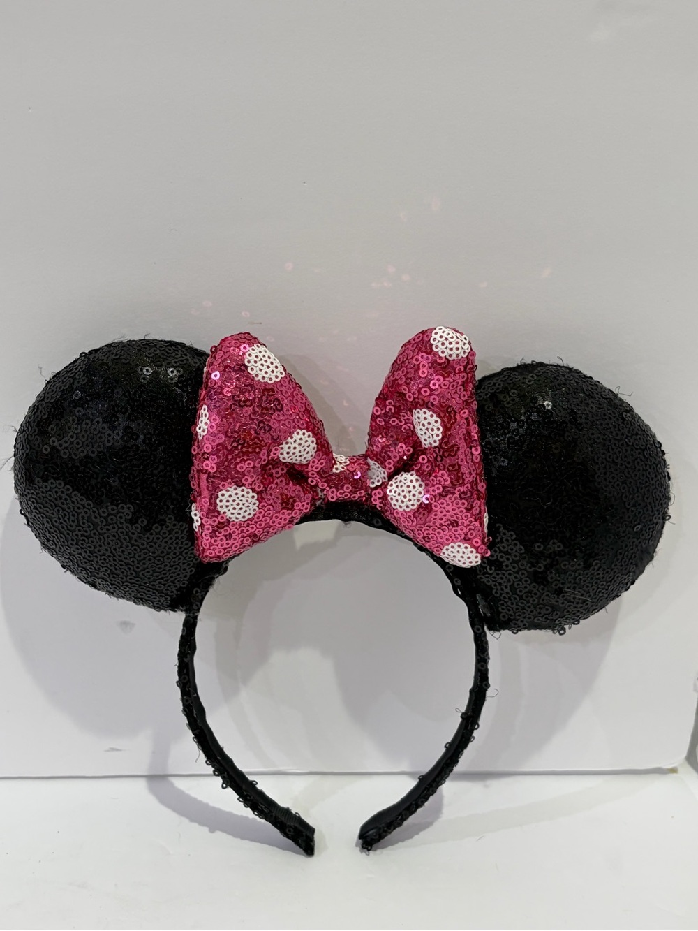 Disney Black and Hot Pink Sequined Mouse Ears Headband